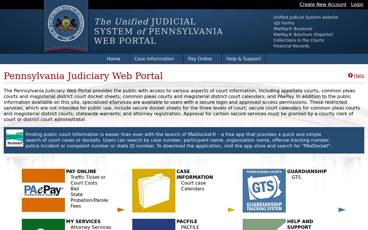 Hampden Township residents directory Pennsylvania Judiciary case search entry