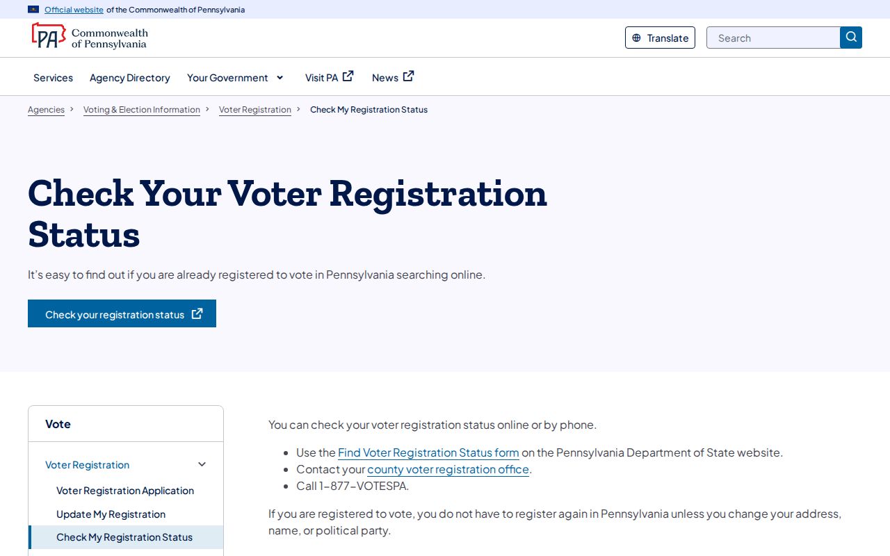 Hampden Township residents directory Pennsylvania voter registration status page